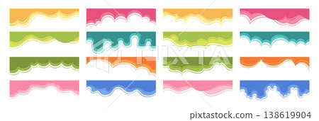 Modern divider border shape set abstract wave curve elements colored contemporary design template Modern divider border shape set abstract wave curve elements colored contemporary design template 138619904