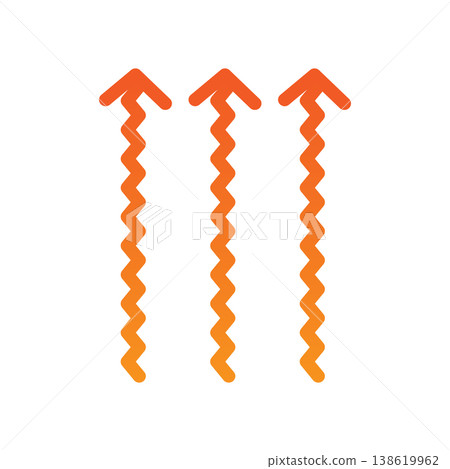 An icon featuring a row of orange, swaying upward arrows – a simple design representing rise and warmth. An icon featuring a row of orange, swaying upward arrows – a simple design representing rise and warmth. 138619962