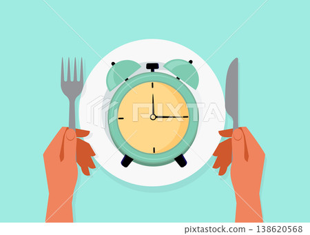 Intermittent Fasting and Meal Timing Concept Stock Illustration. Intermittent Fasting and Meal Timing Concept Stock Illustration. 138620568