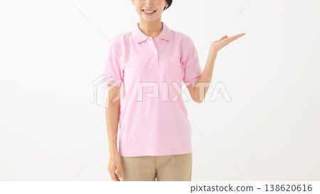 A woman in a polo shirt 138620616
