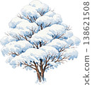 水彩畫中的雪樹 138621508