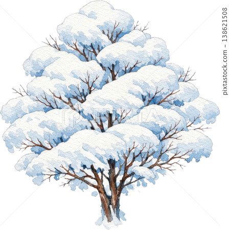 水彩畫中的雪樹 水彩畫中的雪樹 138621508
