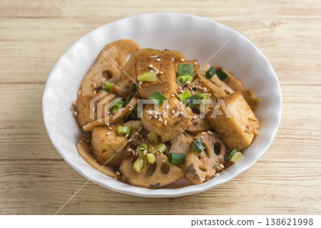 Simmered lotus root and fried tofu Simmered lotus root and fried tofu 138621998