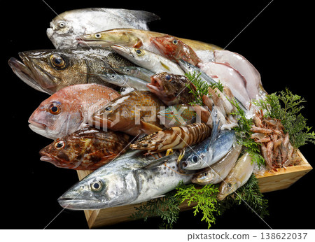 Assortment of fresh seafood 138622037