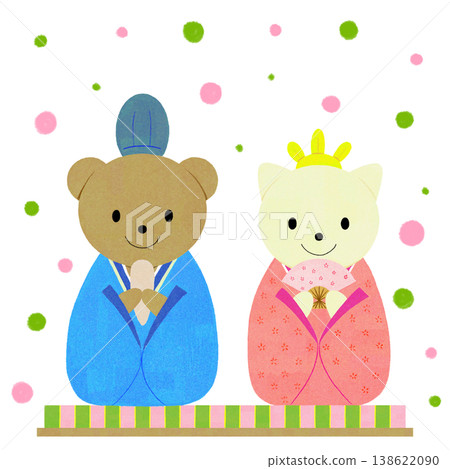 女兒節（少女節）上天皇與皇后玩偶的插圖 138622090