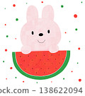 Illustration of a watermelon and a rabbit 138622094