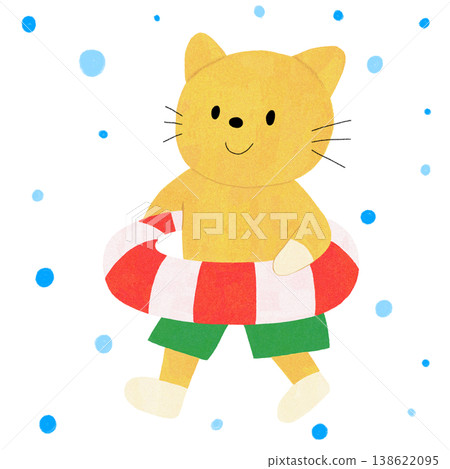 Illustration of a cat wearing a lifebuoy. Illustration of a cat wearing a lifebuoy. 138622095