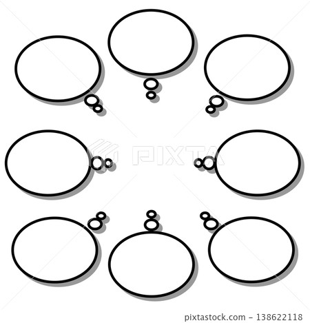 A set of easy-to-use oval-shaped speech bubbles with black borders and shadows, featuring white speech bubbles. A set of easy-to-use oval-shaped speech bubbles with black borders and shadows, featuring white speech bubbles. 138622118