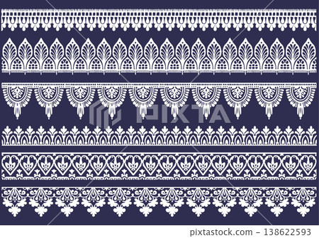 Modern and decorative lace border set (geometric and classic line patterns) Modern and decorative lace border set (geometric and classic line patterns) 138622593