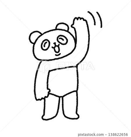 一隻可愛的熊貓在揮手(線條描圖) 一隻可愛的熊貓在揮手(線條描圖) 138622656