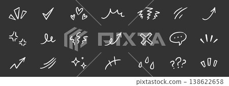 Line element effect hand drawn set. Hand drawn brush sketch line element icon arrow motion comic effect. Cute cartoon emoji emotion star, sparkle manga cloud movement. Vector Line element effect hand drawn set. Hand drawn brush sketch line element icon arrow motion comic effect. Cute cartoon emoji emotion star, sparkle manga cloud movement. Vector 138622658