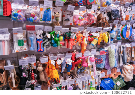 A store display of many different types of dog toys A store display of many different types of dog toys 138622751