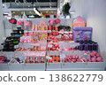 A store display of pink bath products 138622779