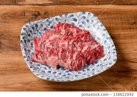 Skirt steak: A juicy and popular classic cut of yakiniku (Japanese BBQ). Skirt steak: A juicy and popular classic cut of yakiniku (Japanese BBQ). 138622842