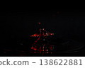 Crown water art: Red water droplets dancing in the pitch black. 138622881