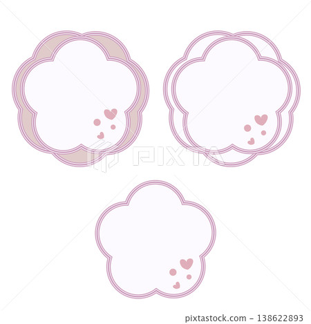 Cute pastel pink plum blossom frame set (heart, spring, Valentine's Day, message card, title frame) Cute pastel pink plum blossom frame set (heart, spring, Valentine's Day, message card, title frame) 138622893