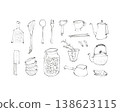 Simple and stylish line art illustrations of kitchen tools 138623115