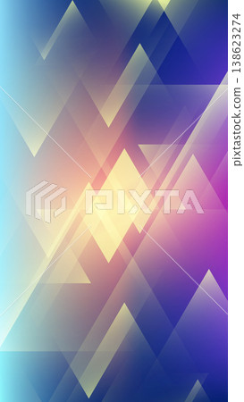 Abstract geometric background with layered translucent triangles in vibrant blue purple and gold gradient with central glowing light for modern digital design and wallpaper Abstract geometric background with layered translucent triangles in vibrant blue purple and gold gradient with central glowing light for modern digital design and wallpaper 138623274
