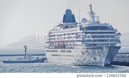 The cruise ship Asuka II is preparing to depart from Hakozaki Pier in Hakata Port. The cruise ship Asuka II is preparing to depart from Hakozaki Pier in Hakata Port. 138623700