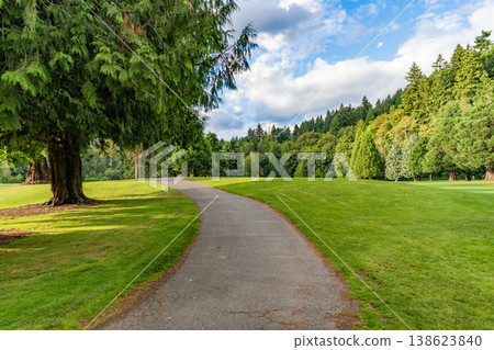 Summer park zone nature. Scenic landscape of woodland. Shady park pathway. Nature of forest. Green forest wood landscape in summer. Path way. Nature of mixed forest. Landscape of meadow at park Summer park zone nature. Scenic landscape of woodland. Shady park pathway. Nature of forest. Green forest wood landscape in summer. Path way. Nature of mixed forest. Landscape of meadow at park 138623840