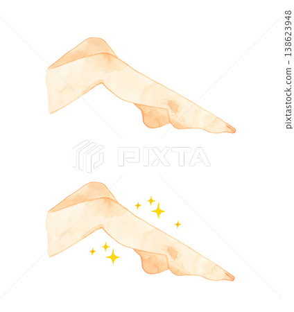 A set of beautiful bare feet of a young woman - hand-drawn watercolor illustration material 138623948