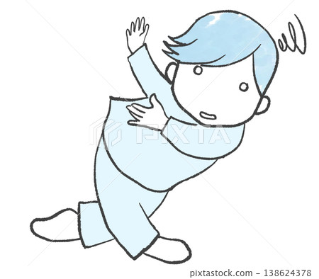 An illustration of a person feeling dizzy and unsteady. 138624378