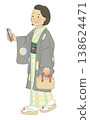 Illustration of a woman wearing a kimono 138624471