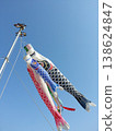 Carp streamers in a clear blue sky 138624847