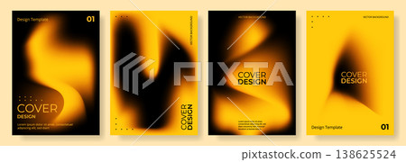 Abstract black and yellow blurred poster set. Vertical vector backgrounds with defocused vibrant color gradient. Bright cover design for poster, social media posts, branding and vertical banner Abstract black and yellow blurred poster set. Vertical vector backgrounds with defocused vibrant color gradient. Bright cover design for poster, social media posts, branding and vertical banner 138625524