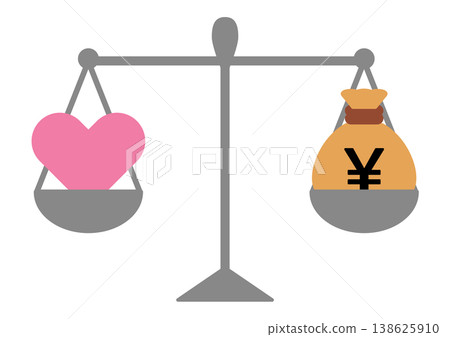 A scale that weighs the value of love against money; a balance between profit and loss and emotions; a scale that represents the balance between work and personal life. A scale that weighs the value of love against money; a balance between profit and loss and emotions; a scale that represents the balance between work and personal life. 138625910