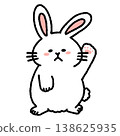 An illustration of a cute rabbit with its hand raised. 138625935