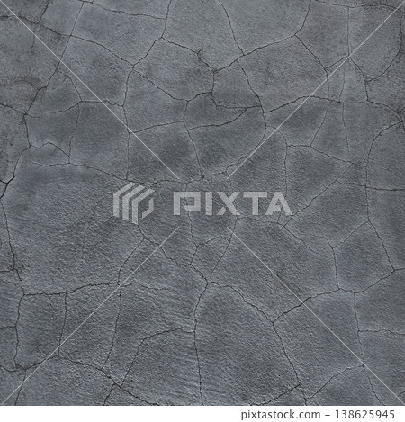 Square background image of a cracked, dark gray concrete wall. 138625945