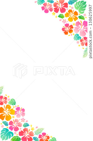 Simple hibiscus silhouette frame 1_vertical 138625997