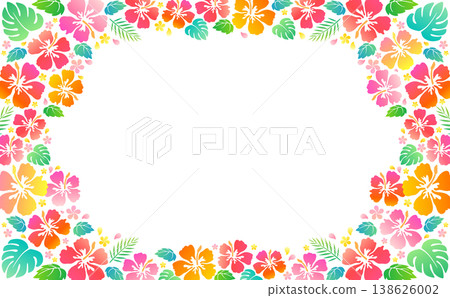 Simple hibiscus silhouette frame 4_horizontal Simple hibiscus silhouette frame 4_horizontal 138626002