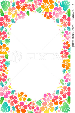 Simple hibiscus silhouette frame 4_vertical 138626003