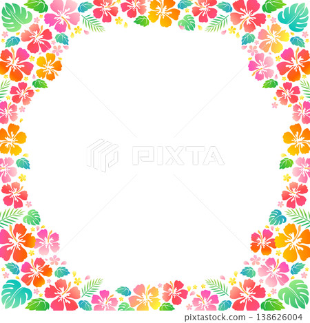 Simple hibiscus silhouette frame 4_square Simple hibiscus silhouette frame 4_square 138626004