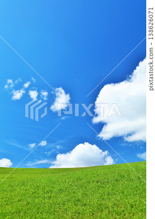 Refreshing summer blue sky and fresh green meadow landscape 138626071