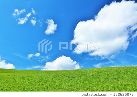 Refreshing summer blue sky and fresh green meadow landscape 138626072