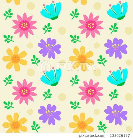 Cute Floral Seamless Pattern with Abstract flower for Spring Summer Beauty Theme Cute Floral Seamless Pattern with Abstract flower for Spring Summer Beauty Theme 138626157