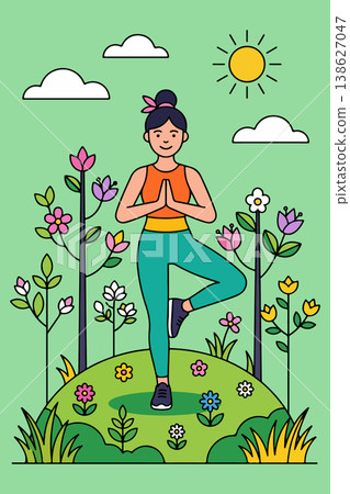 Woman in Tree Pose Yoga in Nature Woman in Tree Pose Yoga in Nature 138627047
