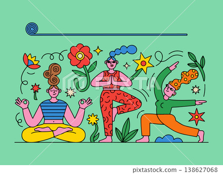 Colorful Yoga Illustration 138627068