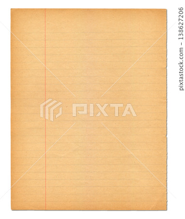 Lined vintage notebook paper isolated on white Lined vintage notebook paper isolated on white 138627206