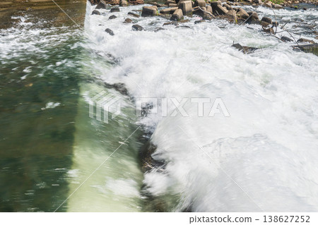 京都市伏見區，美鬚堰匯入宇治川的湍急水流 138627252