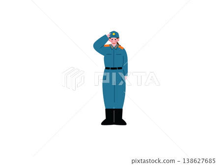 Illustration of a female firefighter saluting Illustration of a female firefighter saluting 138627685