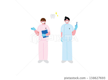 牙科診所工作人員的插圖 138627693