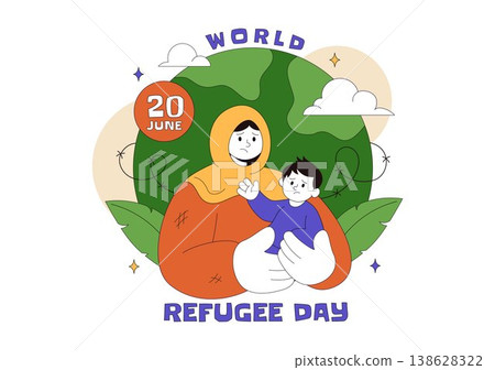 World Refugee Day Vector Illustration With Family Support, Shelter Tent, Helping Hands and Humanitarian Aid for Global Awareness Design World Refugee Day Vector Illustration With Family Support, Shelter Tent, Helping Hands and Humanitarian Aid for Global Awareness Design 138628322