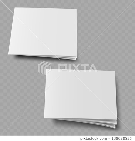 Realistic Floating Blank Brochure Mockup Set. Vector White Softcover Magazine or Booklet Templates with Shadow. 138628535