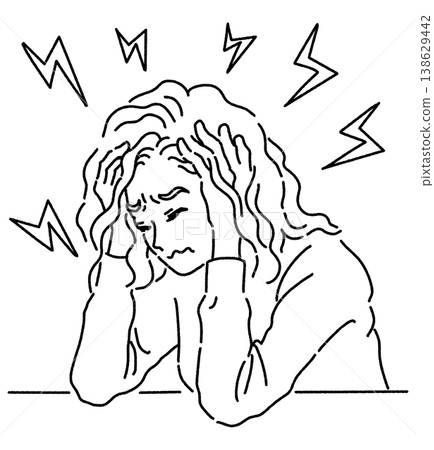 A woman holding her head in frustration. A woman holding her head in frustration. 138629442