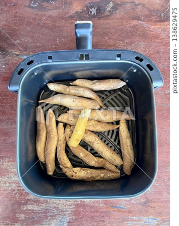 Roasted sweet potato cooked by airfryer at home. 138629475