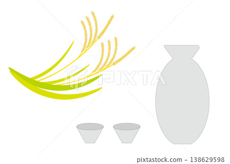 Image of Japanese sake | Sake bottle, sake cup, and rice Image of Japanese sake | Sake bottle, sake cup, and rice 138629598